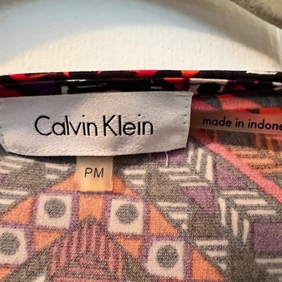 Calvin Klein Sleeveless Geometric Print Top – Size PM – Scoop Neck – Multicolor - Picture 2 of 4